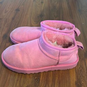 Pink UGG's booties size 7 pink suede shearling